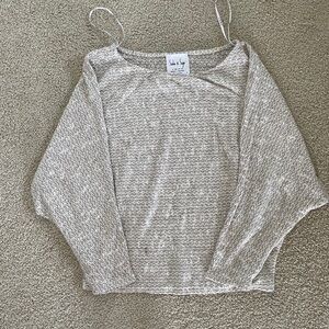 Sadie & Sage Textured Cream and Tan Sweater